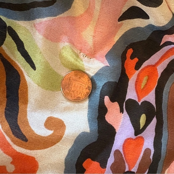 Exotic Floral Silk scarf wrap sarong extra large 56” x 59” vintage textile art - Picture 12 of 15